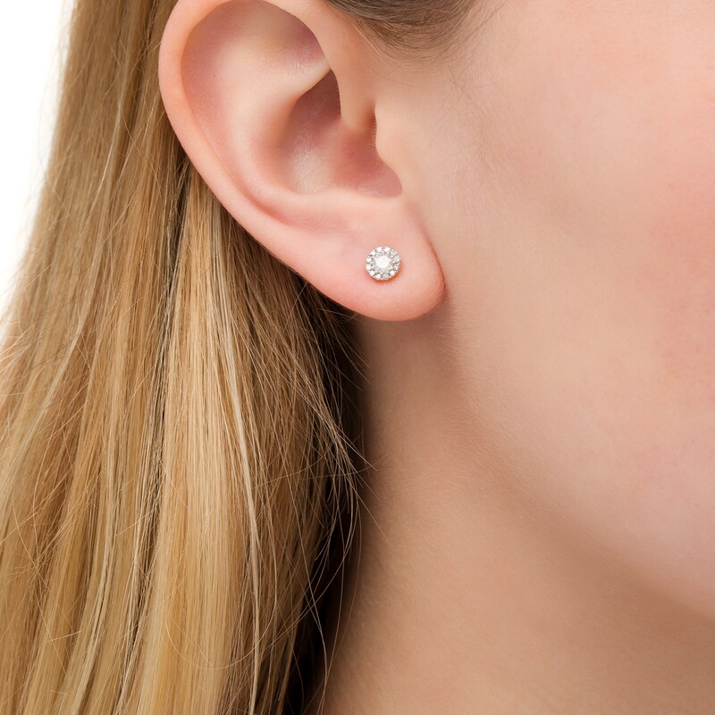 Main Image 2 of 0.37 CT. T.W. Diamond Frame Stud Earrings in 10K Rose Gold