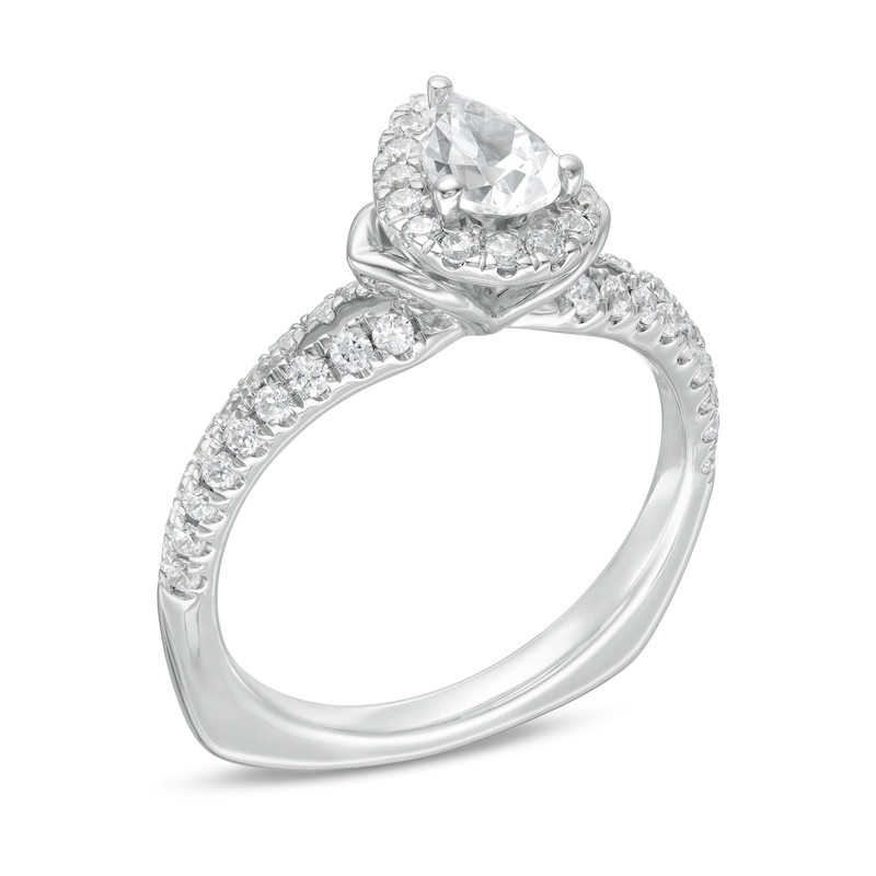 Main Image 3 of Kleinfeld® 0.95 CT. T.W. Pear-Shaped Diamond Frame Engagement Ring in 14K White Gold