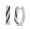 Thumbnail Image 1 of 0.23 CT. T.W. Enhanced Black and White Diamond U-Hoop Earrings in Sterling Silver