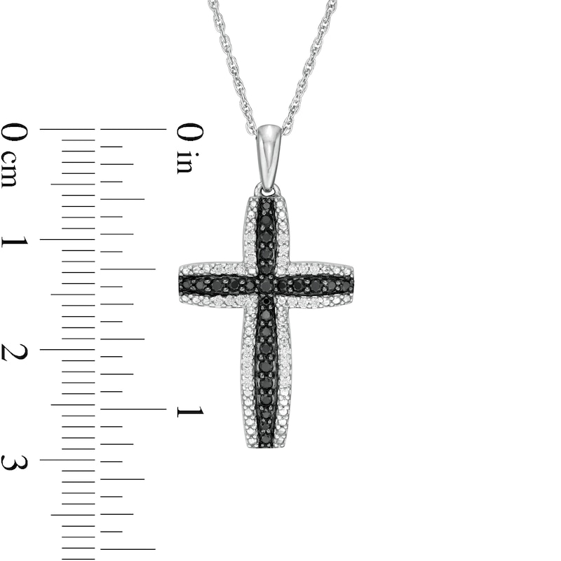 0.29 CT. T.W. Enhanced Black and White Diamond Cross Pendant in Sterling Silver|Peoples Jewellers