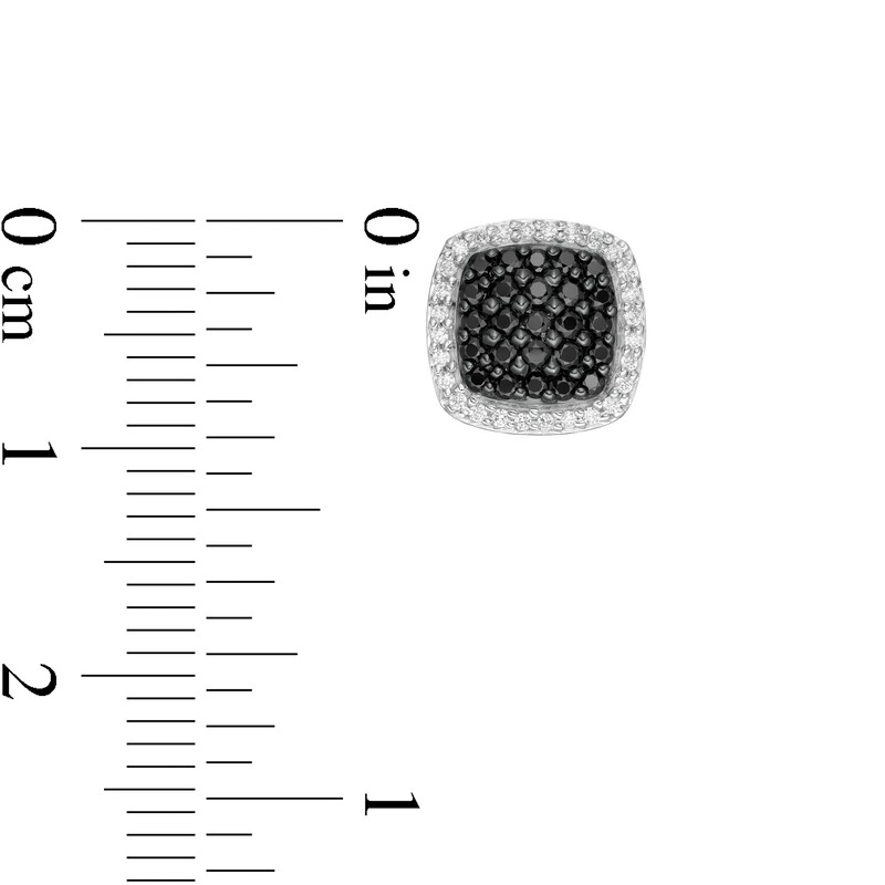 Main Image 3 of 0.45 CT. T.W. Enhanced Black Composite and White Diamond Cushion Frame Stud Earrings in Sterling Silver