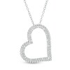 Thumbnail Image 1 of 0.085 CT. T.W. Diamond Beaded Tilted Heart Pendant in Sterling Silver