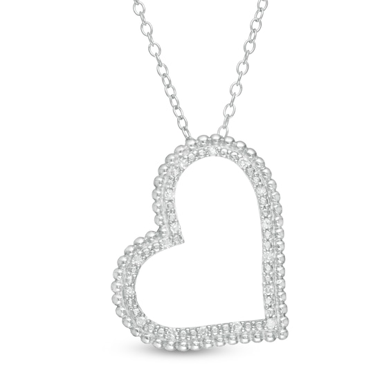 0.085 CT. T.W. Diamond Tilted Heart Pendant in Sterling Silver 0.085 CT. T.W. Diamond Tilted Heart Pendant in Sterling Silver