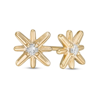 0.10 CT. T.W. Certified Canadian Diamond Solitaire True North Stud Earrings in 10K Gold (I/I2