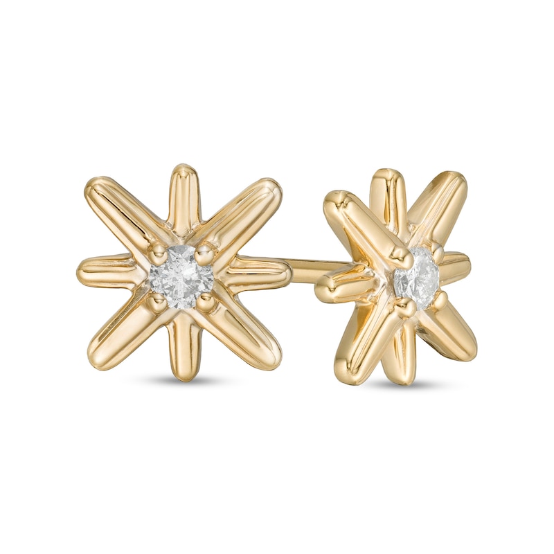 0.10 CT. T.W. Certified Canadian Diamond Solitaire True North Stud Earrings in 10K Gold (I/I2)