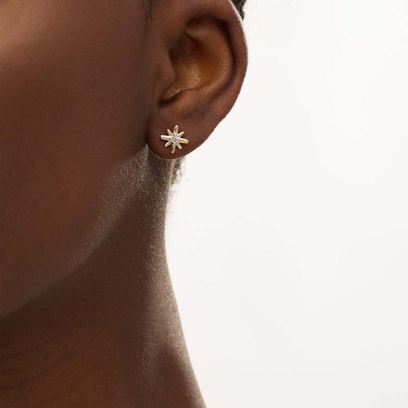 Main Image 2 of 0.10 CT. T.W. Certified Canadian Diamond Solitaire True North Stud Earrings in 10K Gold (I/I2)