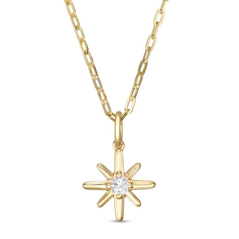 Main Image 1 of 0.04 CT. Certified Canadian Diamond Solitaire True North Pendant in 10K Gold - 20" (I/I2)