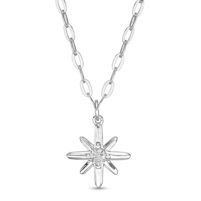 0.04 CT. Certified Canadian Diamond Solitaire True North Pendant in 10K White Gold - 20" (I/I2)