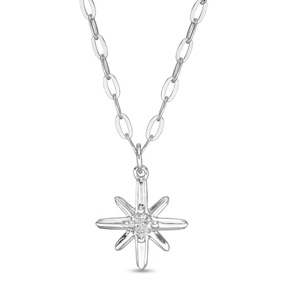 0.04 CT. Certified Canadian Diamond Solitaire True North Pendant in 10K White Gold - 20" (I/I2)