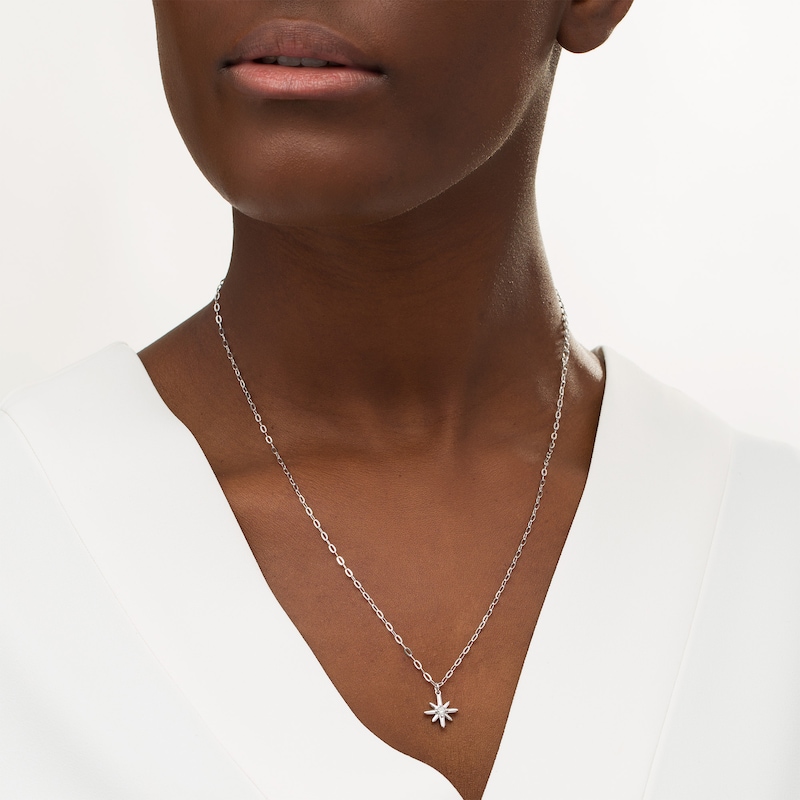 Main Image 2 of 0.09 CT. Certified Canadian Diamond Solitaire True North Pendant in 10K White Gold - 20" (I/I2)