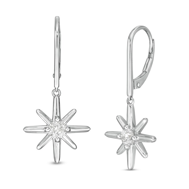 Main Image 1 of 0.48 CT. T.W. Certified Canadian Diamond Solitaire True North Drop Earrings in 10K White Gold (I/I2)