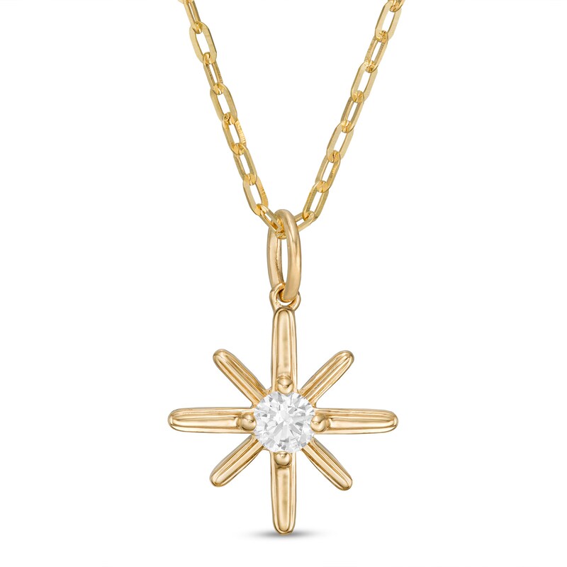 Main Image 1 of 0.24 CT. Certified Canadian Diamond Solitaire True North Pendant in 10K Gold - 20" (I/I2)