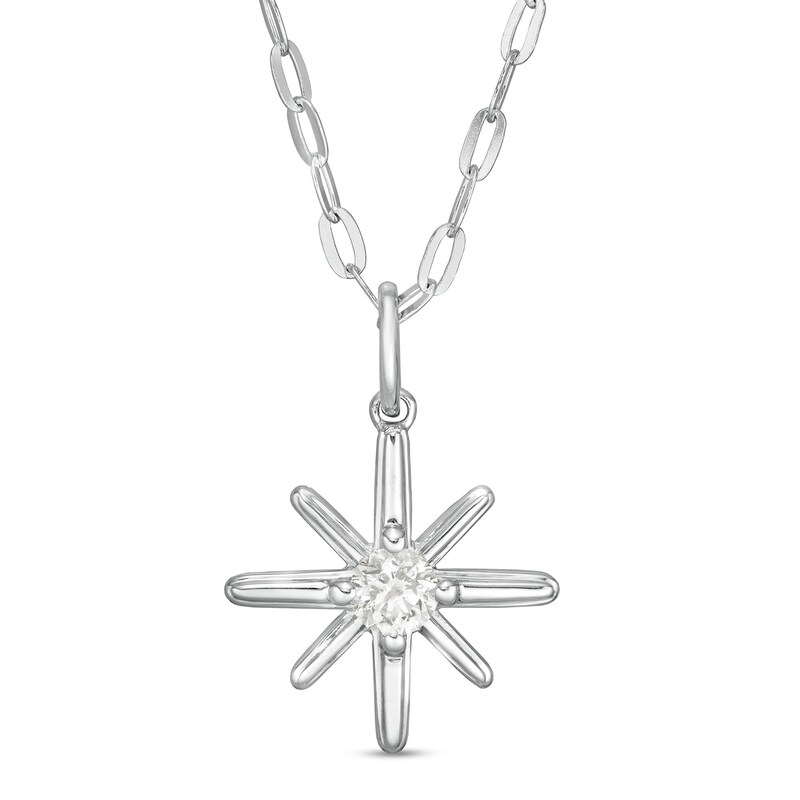 Main Image 1 of 0.24 CT. Certified Canadian Diamond Solitaire True North Pendant in 10K White Gold - 20" (I/I2)