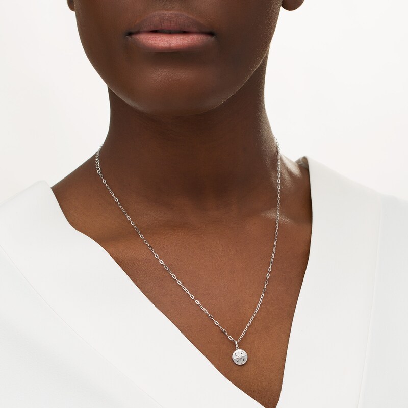 Main Image 2 of Certified Canadian Diamond Accent Solitaire True North "LOVE" Pendant in 10K White Gold - 20" (I/I2)