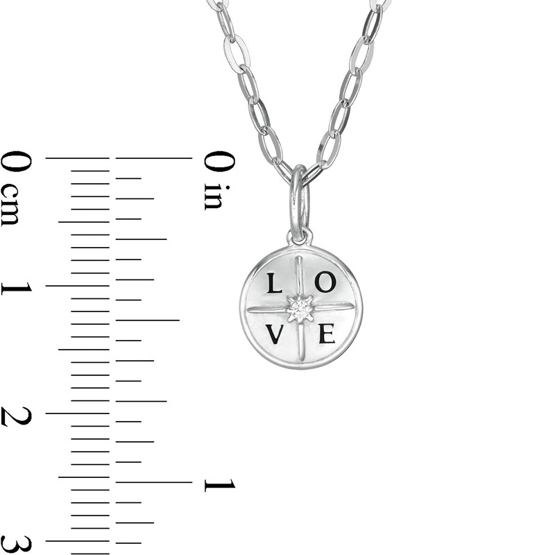 Main Image 3 of Certified Canadian Diamond Accent Solitaire True North "LOVE" Pendant in 10K White Gold - 20" (I/I2)
