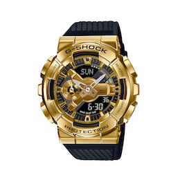 Men's Casio G-Shock Classic Gold-Tone Black Resin Strap Watch with Black and Gold-Tone Dial (Model: GM110G-1A9)