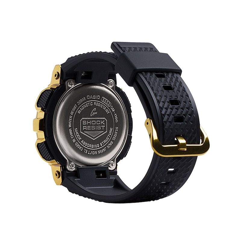 Men's Casio G-Shock Classic Gold-Tone Black Resin Strap Watch with Black and Gold-Tone Dial (Model: GM110G-1A9)|Peoples Jewellers
