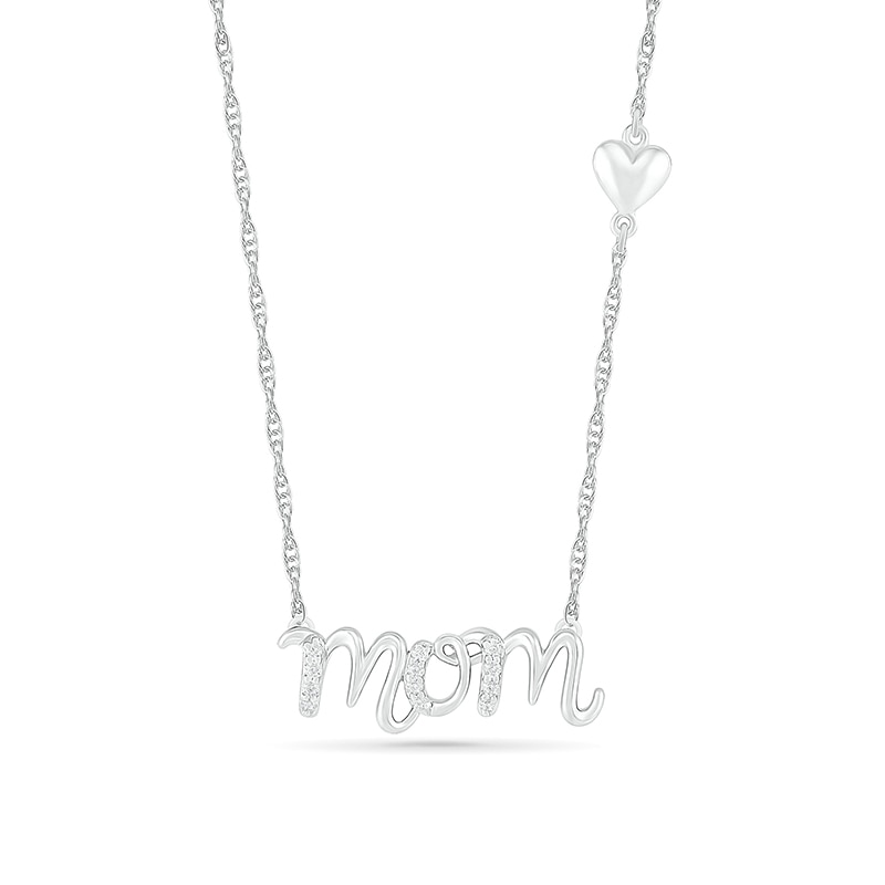 0.04 CT. T.W. Diamond "mom" Necklace in Sterling Silver