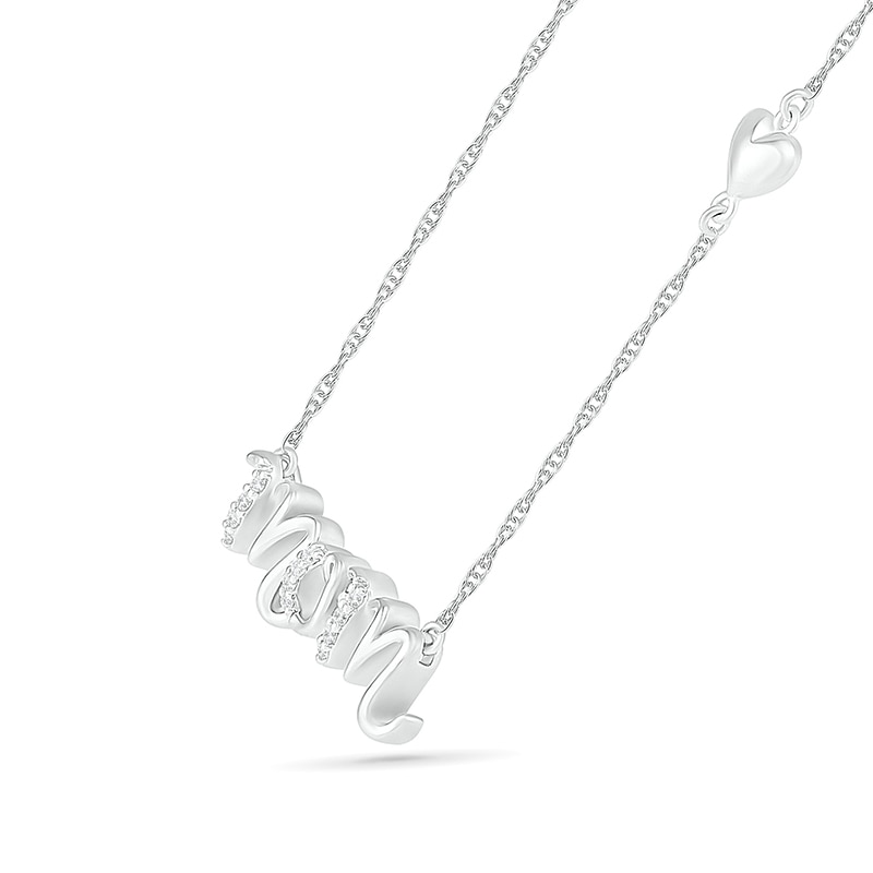 0.04 CT. T.W. Diamond "mom" Necklace in Sterling Silver