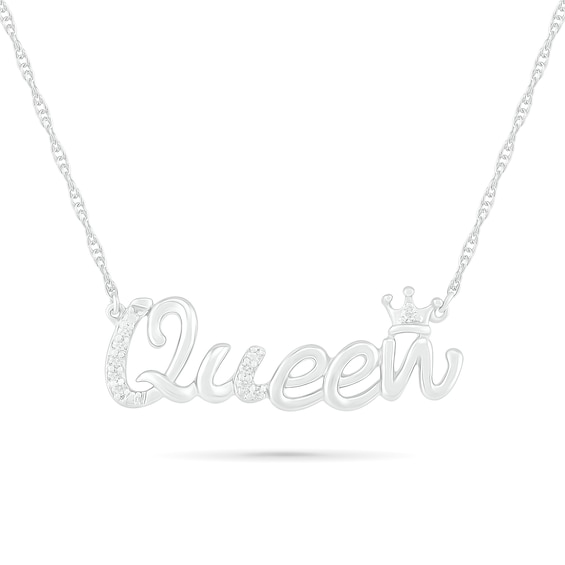 0.04 CT. T.W. Diamond "Queen" Necklace in Sterling Silver