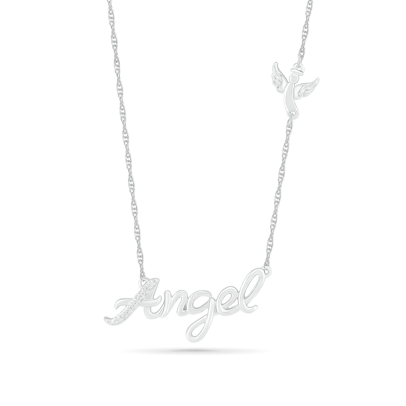 Diamond Accent "Angel" Necklace in Sterling Silver