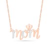 Thumbnail Image 1 of 0.065 CT. T.W. Diamond "mom" Crown Necklace in 10K Rose Gold - 17.25"
