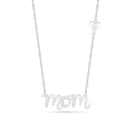 0.04 CT. T.W. Diamond "mom" Necklace in Sterling Silver