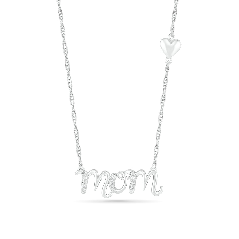 0.04 CT. T.W. Diamond "mom" Necklace in Sterling Silver|Peoples Jewellers