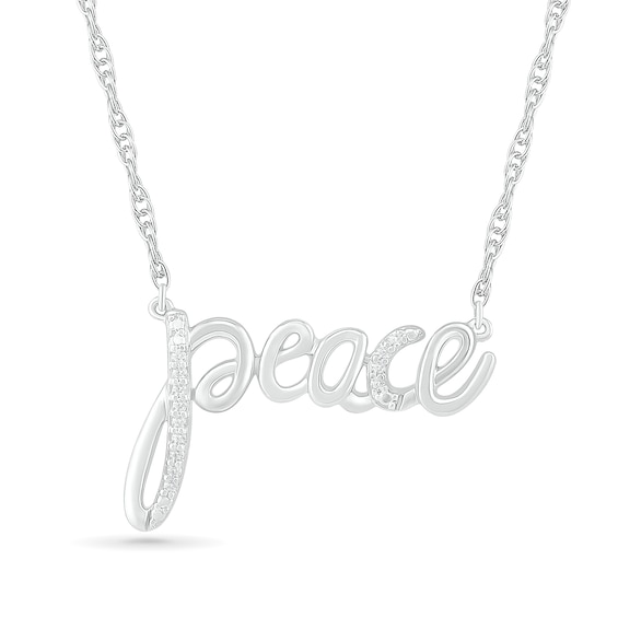 0.04 CT. T.W. Diamond "peace" Necklace in Sterling Silver