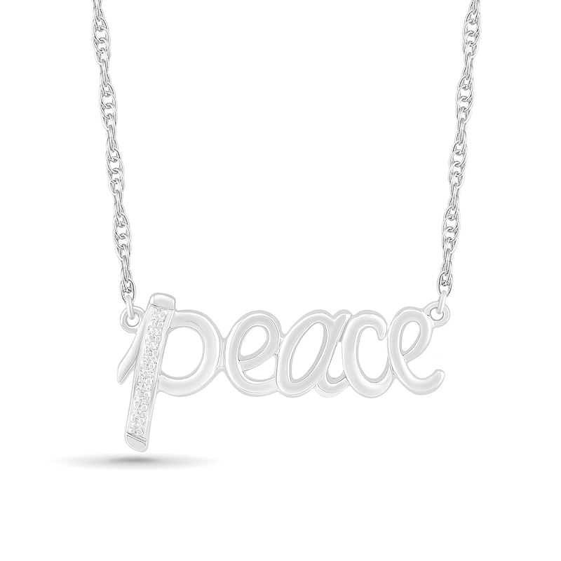 Diamond Accent "peace" Necklace in Sterling Silver|Peoples Jewellers