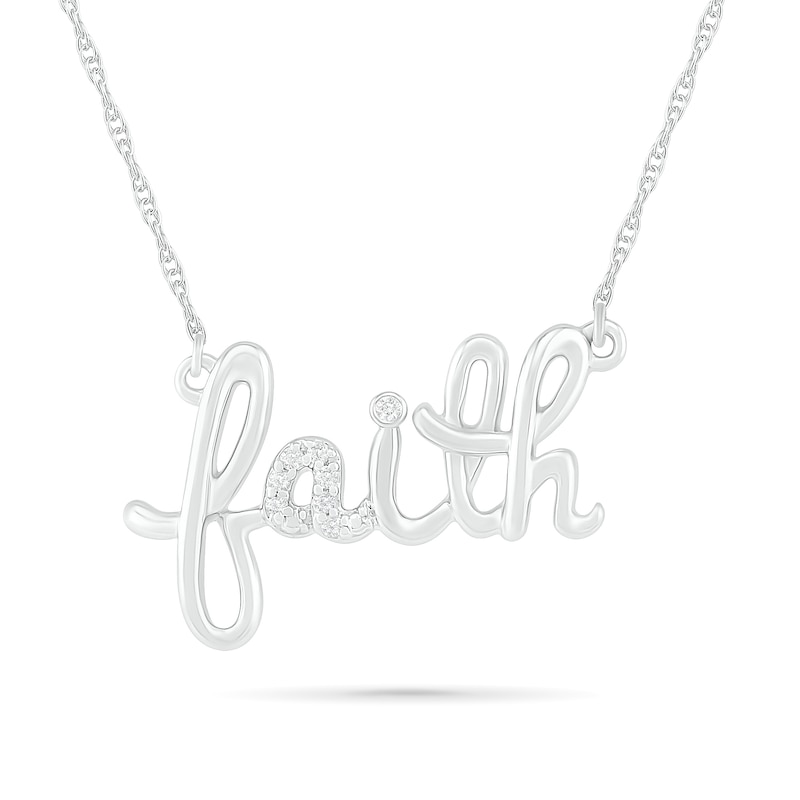 Diamond Accent "faith" Necklace in Sterling Silver Peoples Jewellers
