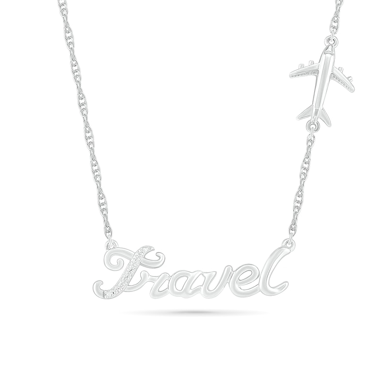 Diamond Accent "Travel" Necklace in Sterling Silver
