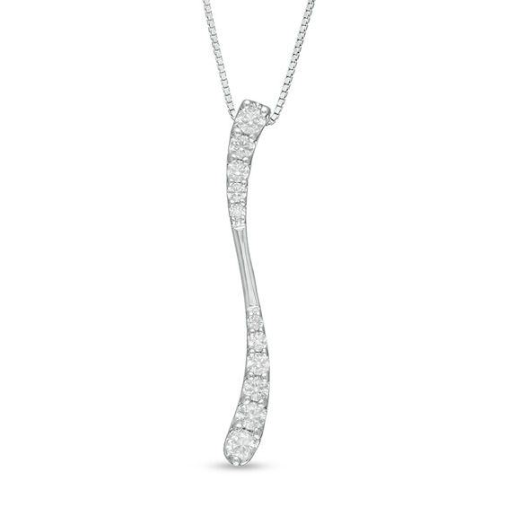 0.45 CT. T.W. Journey Diamond Linear Wave Pendant in 10K White Gold