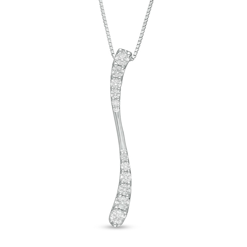 0.45 CT. T.W. Journey Diamond Linear Wave Pendant in 10K White Gold
