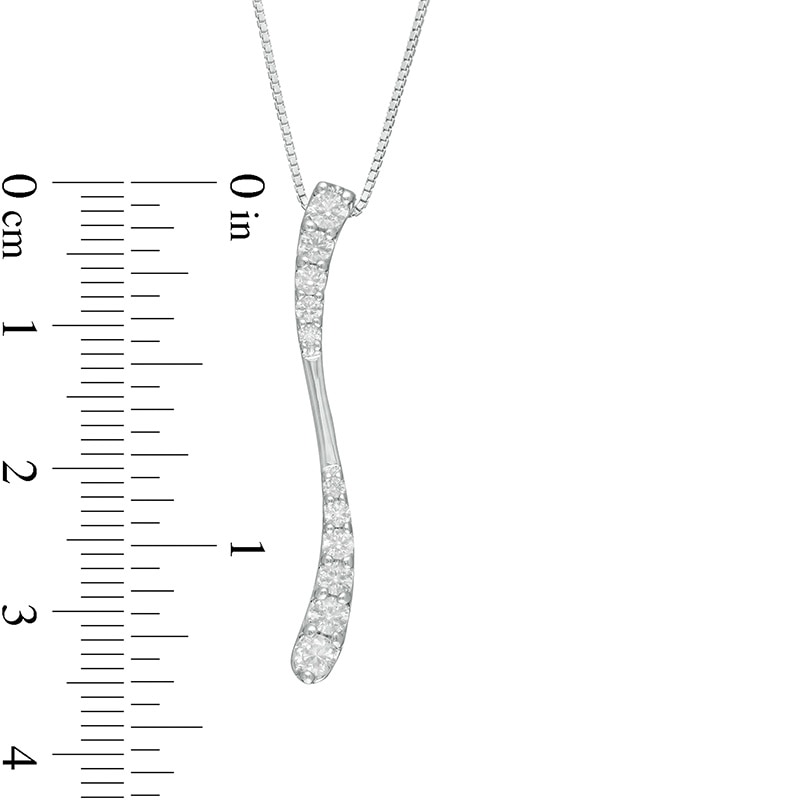 Main Image 4 of 0.45 CT. T.W. Journey Diamond Linear Wave Pendant in 10K White Gold