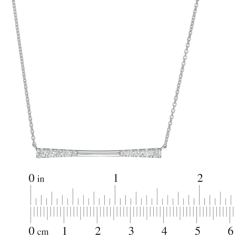 Main Image 4 of 0.45 CT. T.W. Journey Diamond Sideways Bar Necklace in 10K White Gold