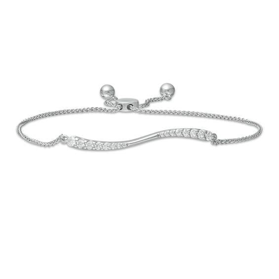 0.45 CT. T.W. Journey Diamond Wave Bolo Bracelet in 10K White Gold - 9.0"