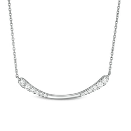 0.45 CT. T.W. Journey Diamond Curved Bar Necklace in 10K White Gold