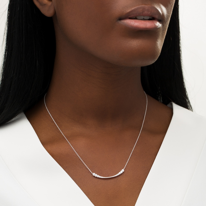 Main Image 2 of 0.45 CT. T.W. Journey Diamond Curved Bar Necklace in 10K White Gold
