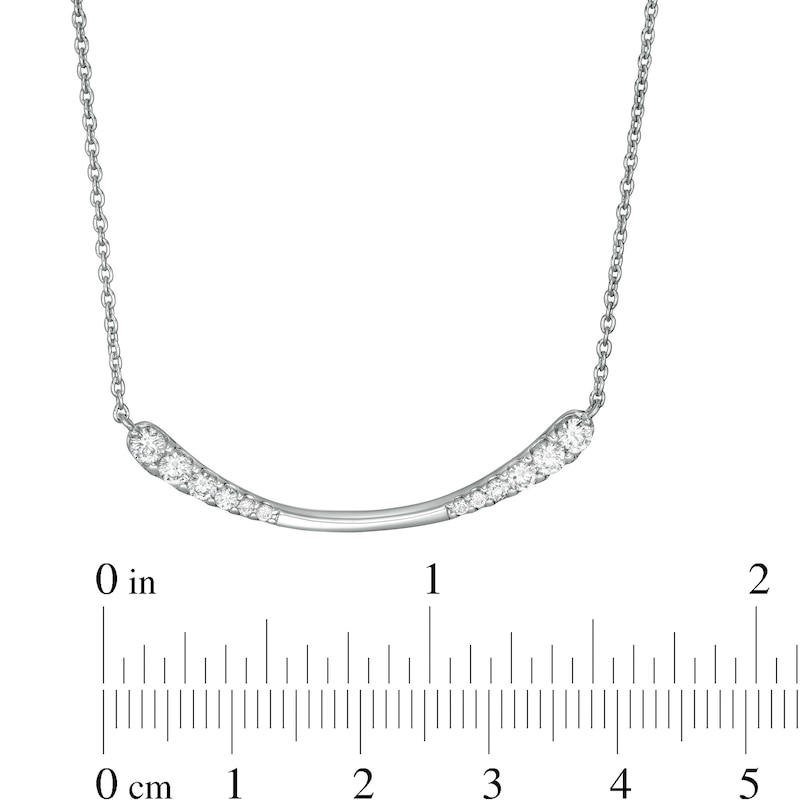 Main Image 4 of 0.45 CT. T.W. Journey Diamond Curved Bar Necklace in 10K White Gold