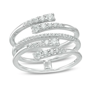 0.45 CT. T.W. Journey Diamond Multi-Row Bypass Ring in 10K White Gold - Size 7