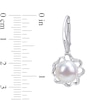 Thumbnail Image 3 of 9.0-9.5mm Button Freshwater Cultured Pearl and 0.118 CT. T.W. Diamond Clover Frame Drop Earrings in Sterling Silver
