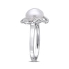 Thumbnail Image 3 of 9.0-9.5mm Button Freshwater Cultured Pearl and Diamond Accent Clover Frame Ring in Sterling Silver