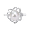 Thumbnail Image 3 of 9.0-9.5mm Button Cultured Freshwater Pearl and Diamond Accent Clover Frame Ring in Sterling Silver