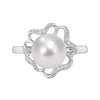 Thumbnail Image 4 of 9.0-9.5mm Button Freshwater Cultured Pearl and Diamond Accent Clover Frame Ring in Sterling Silver