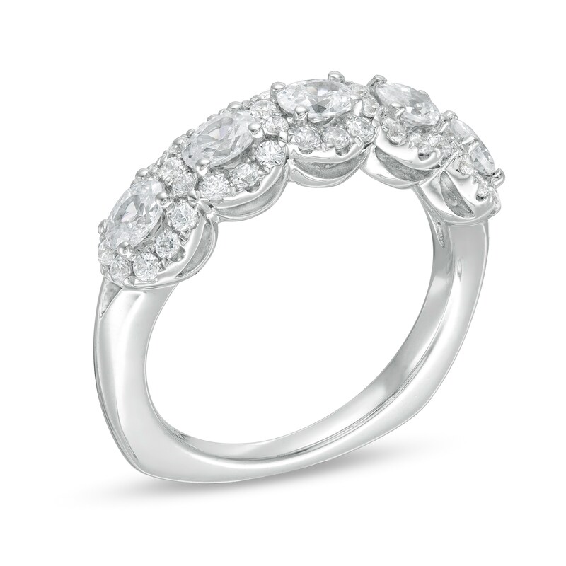 Main Image 3 of Kleinfeld® 1.20 CT. T.W. Oval Diamond Frame Five Stone Ring in 14K White Gold