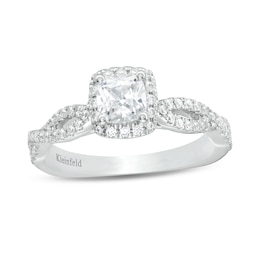 Kleinfeld® 0.83 CT. T.W. Cushion-Cut Diamond Frame Twist Shank Engagement Ring in 14K White Gold