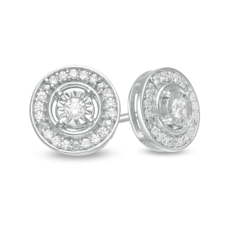 Main Image 1 of 0.16 CT. T.W. Diamond Frame Stud Earrings in Sterling Silver