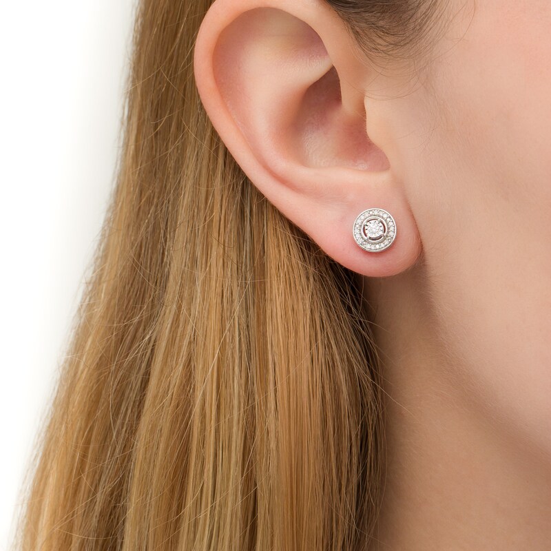 Main Image 2 of 0.16 CT. T.W. Diamond Frame Stud Earrings in Sterling Silver