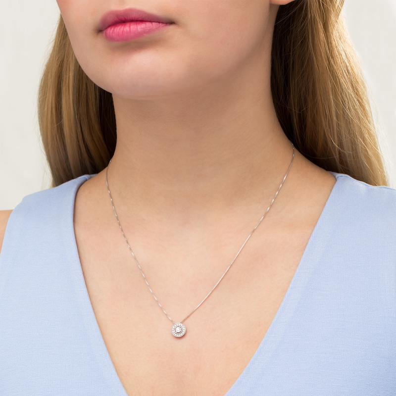 Main Image 2 of 0.08 CT. T.W. Diamond Frame Pendant in Sterling Silver